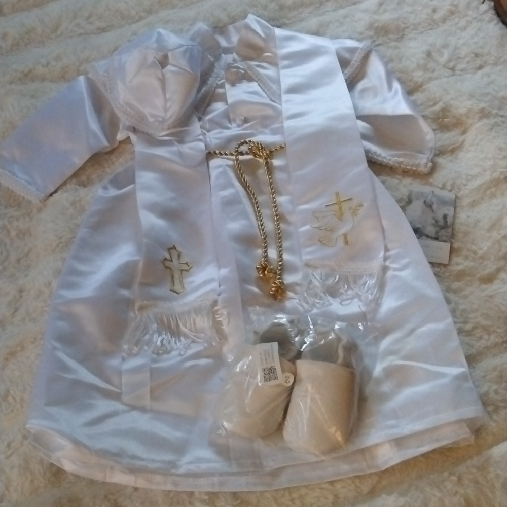 Baby boy baptism gown 4 pieces